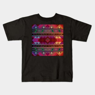 vintage and warm mix native american parrtern design Kids T-Shirt